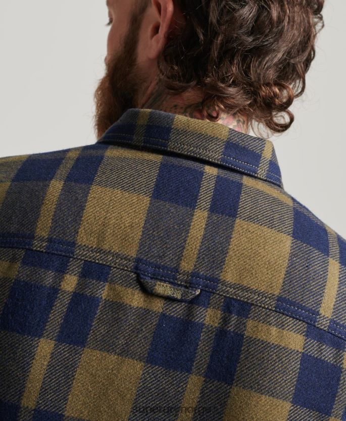 Superdry grønn klær 86P46D186 ullrutet overskjorte med glidelås menn