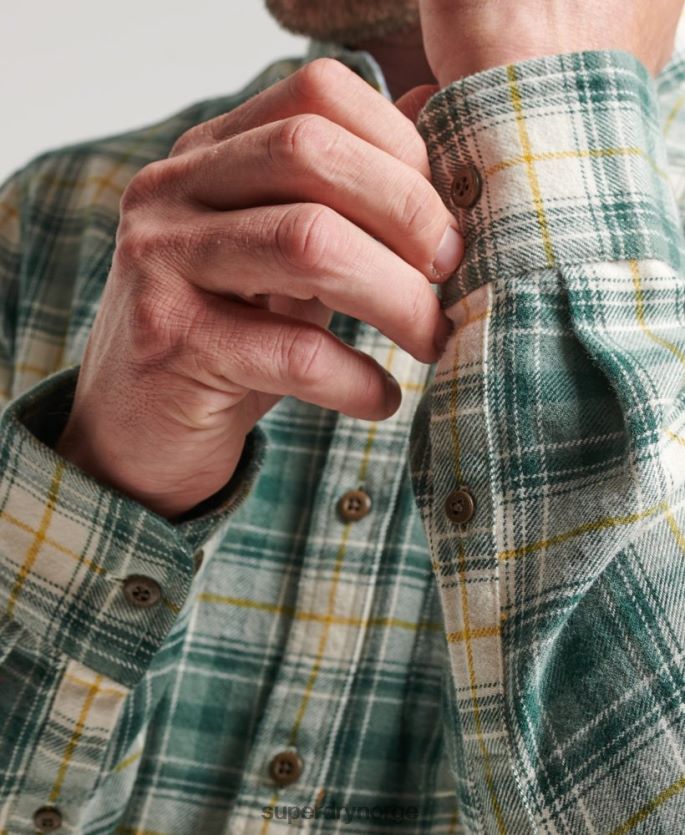 Superdry grønn klær 86P46D190 vintage tømmerhuggerskjorte i økologisk bomull menn