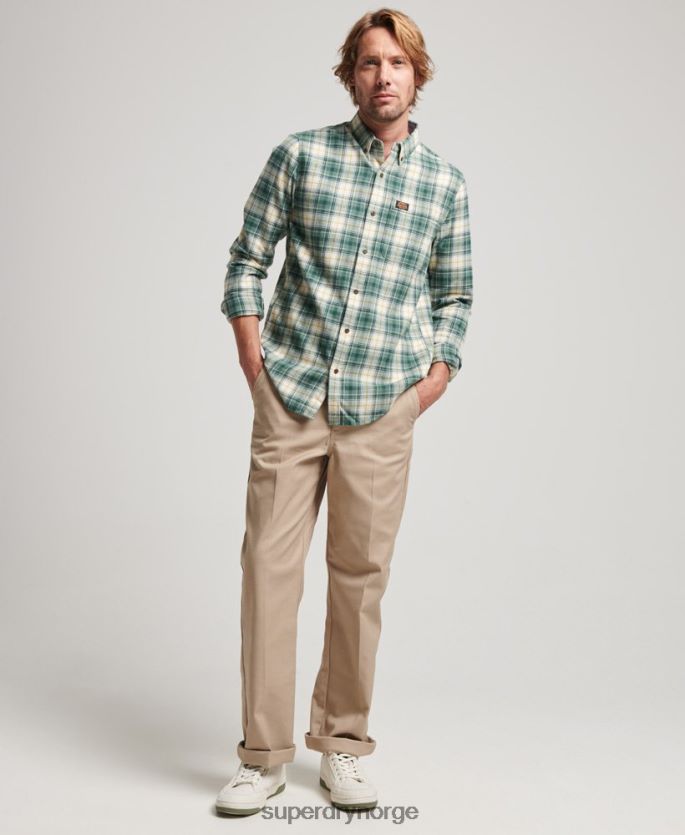 Superdry grønn klær 86P46D190 vintage tømmerhuggerskjorte i økologisk bomull menn