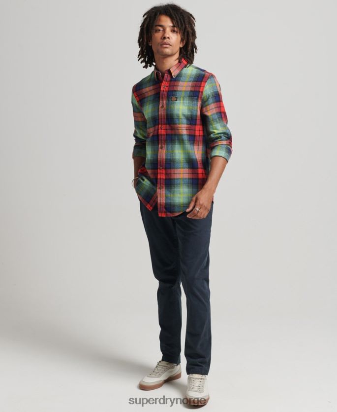 Superdry grønn klær 86P46D205 vintage tømmerhuggerskjorte i økologisk bomull menn