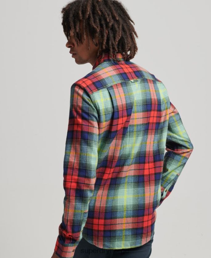 Superdry grønn klær 86P46D205 vintage tømmerhuggerskjorte i økologisk bomull menn