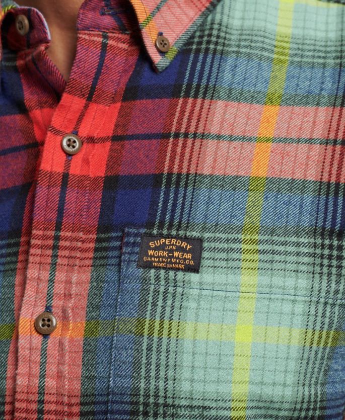 Superdry grønn klær 86P46D205 vintage tømmerhuggerskjorte i økologisk bomull menn