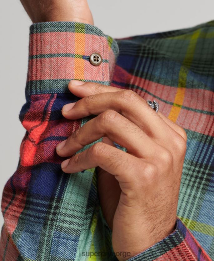 Superdry grønn klær 86P46D205 vintage tømmerhuggerskjorte i økologisk bomull menn