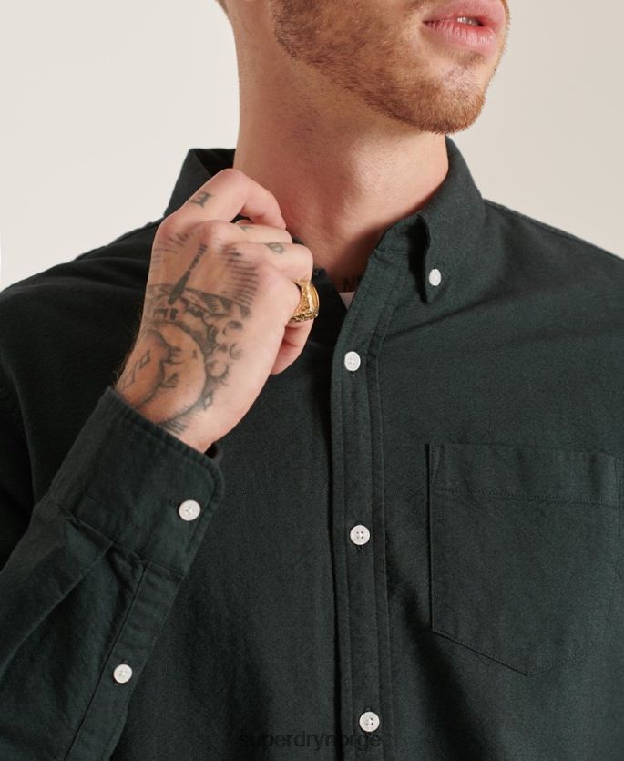 Superdry grønn klær 86P46D226 uni oxford skjorte i økologisk bomull menn