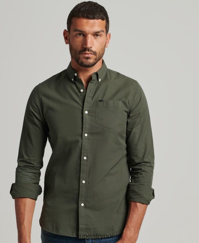 Superdry grønn klær 86P46D231 mikrorutet skjorte i bomull menn