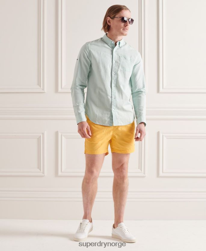 Superdry grønn klær 86P46D6440 Langermet skjorte i bomullslin menn