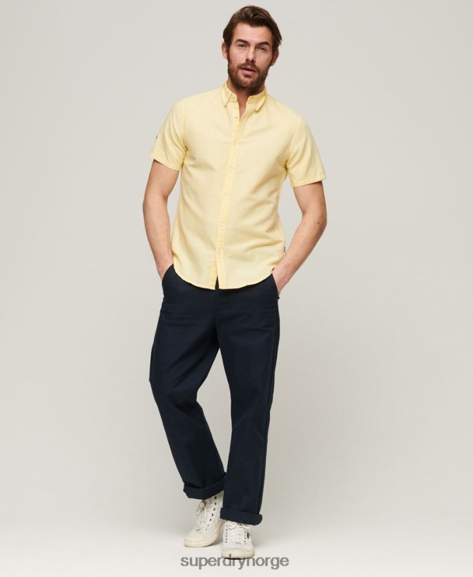 Superdry gul klær 86P46D125 skjorte med korte ermer i økologisk bomull menn