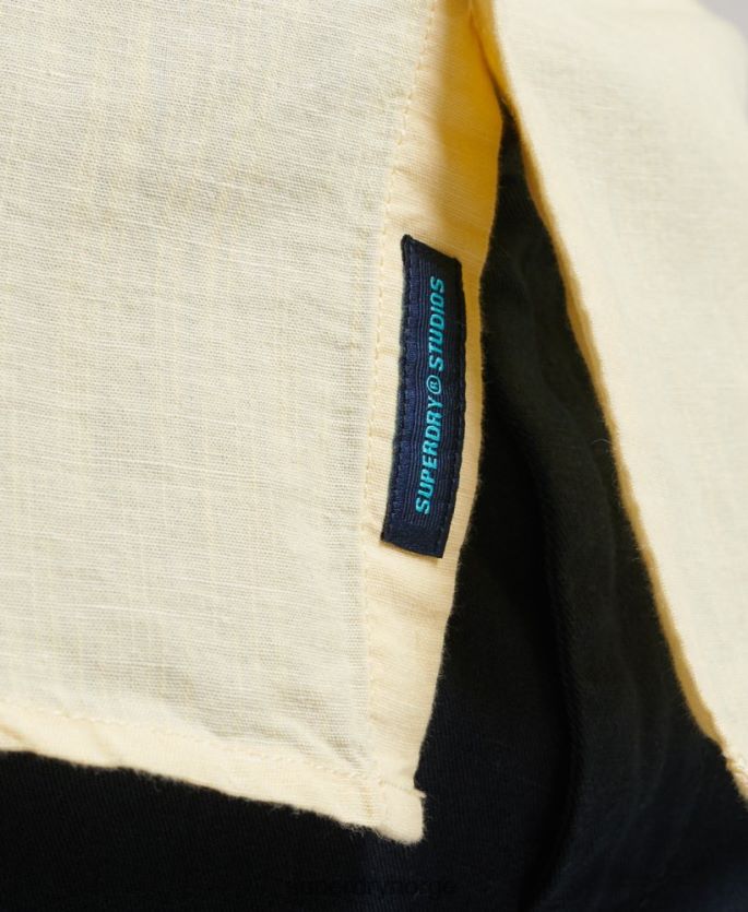 Superdry gul klær 86P46D183 organisk bomull studios skjorte med knapper i lin menn