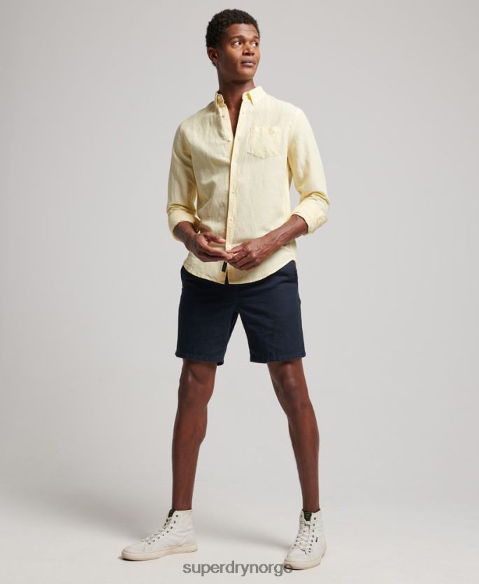Superdry gul klær 86P46D183 organisk bomull studios skjorte med knapper i lin menn