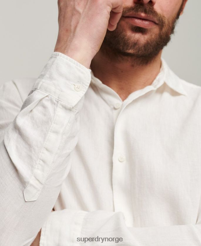 Superdry hvit klær 86P46D144 uformell langermet skjorte i lin menn