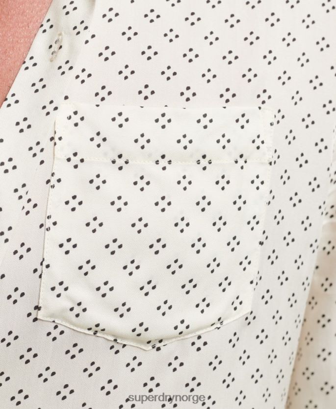 Superdry hvit klær 86P46D145 Langermet skjorte med 70-tallstrykk menn