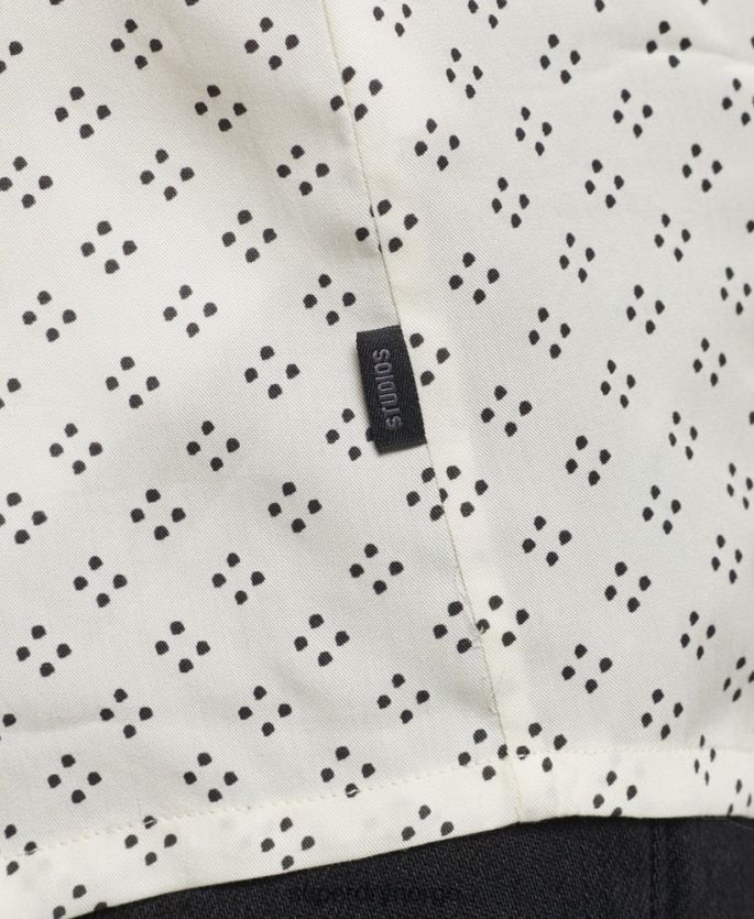 Superdry hvit klær 86P46D145 Langermet skjorte med 70-tallstrykk menn