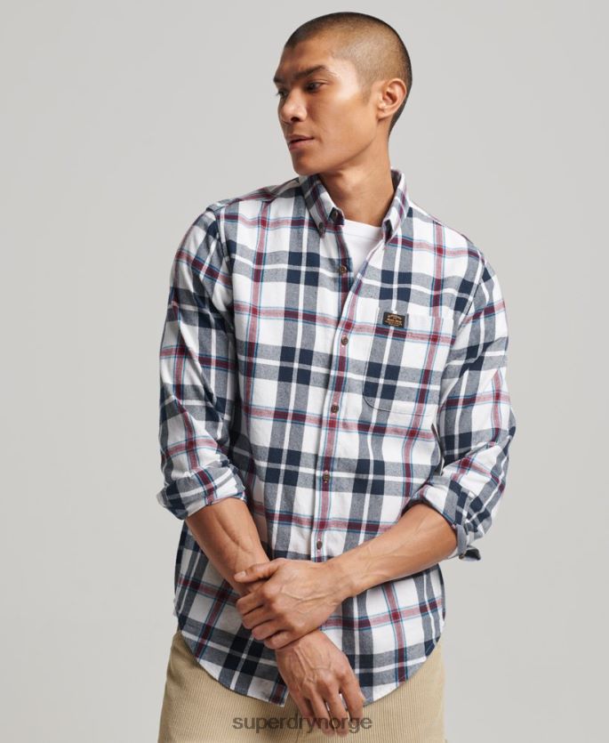 Superdry hvit klær 86P46D216 vintage tømmerhuggerskjorte i økologisk bomull menn