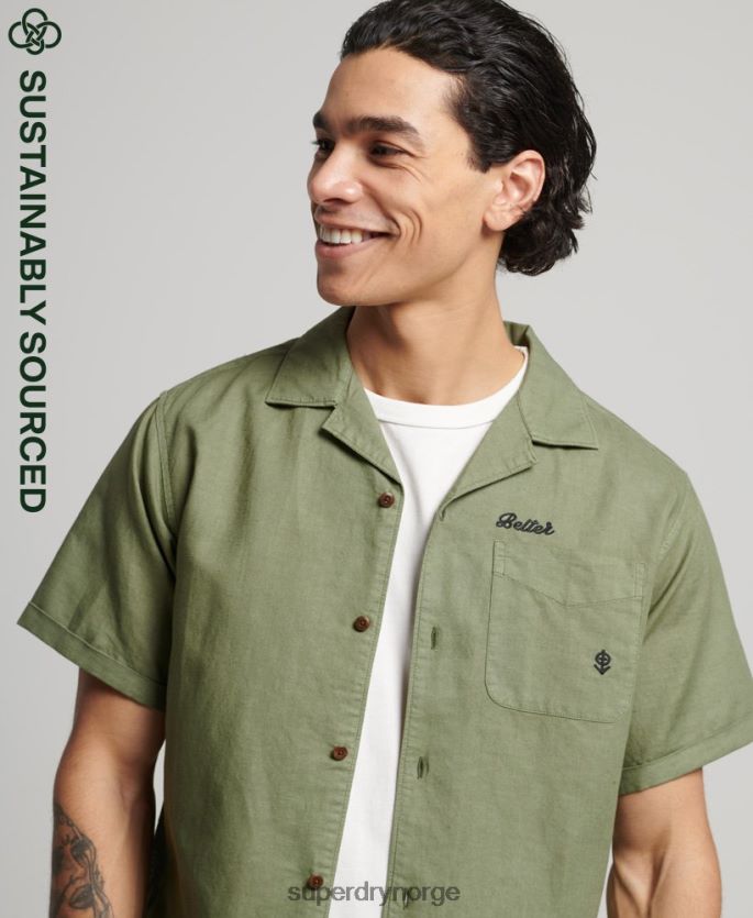 Superdry kaki klær 86P46D189 vintage resortskjorte menn