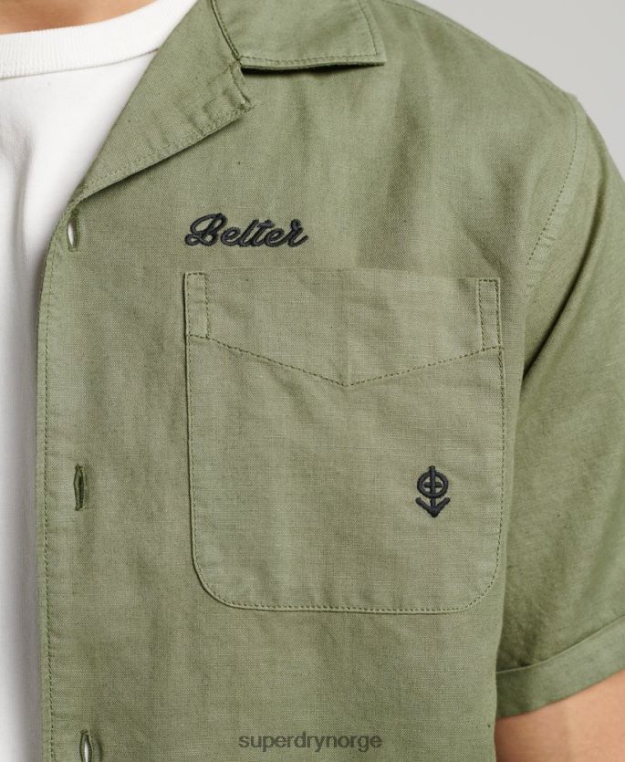Superdry kaki klær 86P46D189 vintage resortskjorte menn