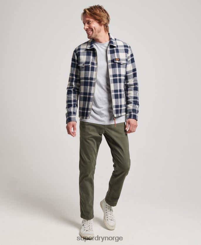 Superdry lyse blå klær 86P46D236 ullrutet overskjorte med glidelås menn
