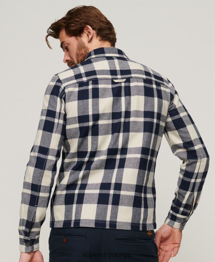 Superdry lyse blå klær 86P46D240 overskjorte med glidelås i ull menn