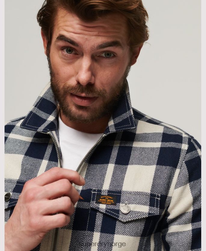 Superdry lyse blå klær 86P46D240 overskjorte med glidelås i ull menn