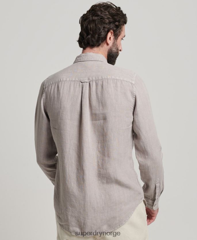 Superdry mørk grå klær 86P46D134 uformell langermet skjorte i lin menn