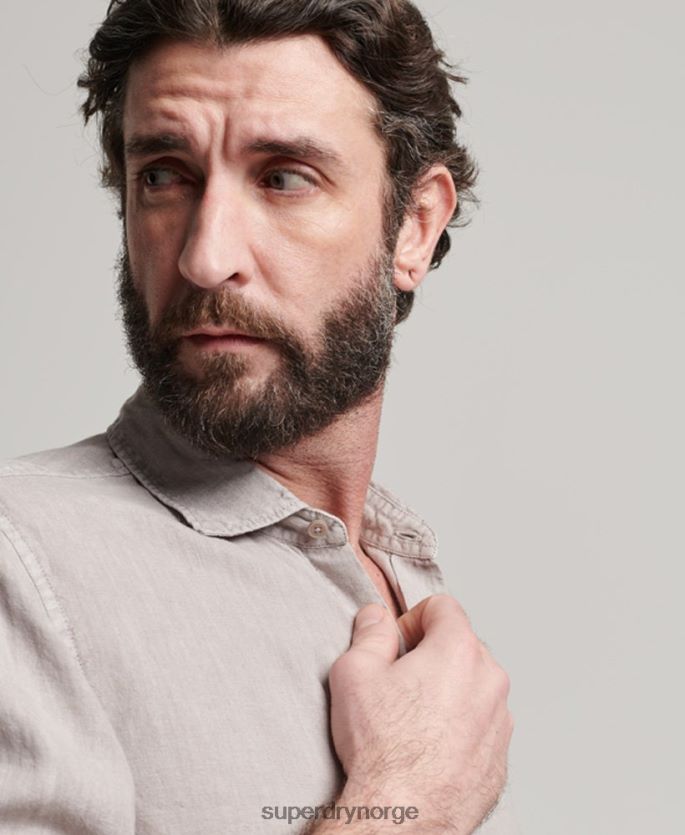 Superdry mørk grå klær 86P46D134 uformell langermet skjorte i lin menn