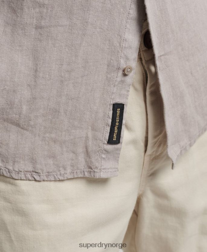 Superdry mørk grå klær 86P46D134 uformell langermet skjorte i lin menn