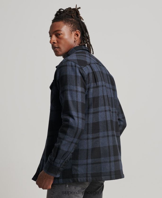 Superdry mørk grå klær 86P46D195 sherpa fôret overskjorte i møllerull menn