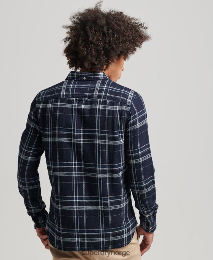 Superdry mørke blå klær 86P46D137 langermet skjorte for arbeidsklær i bomull menn