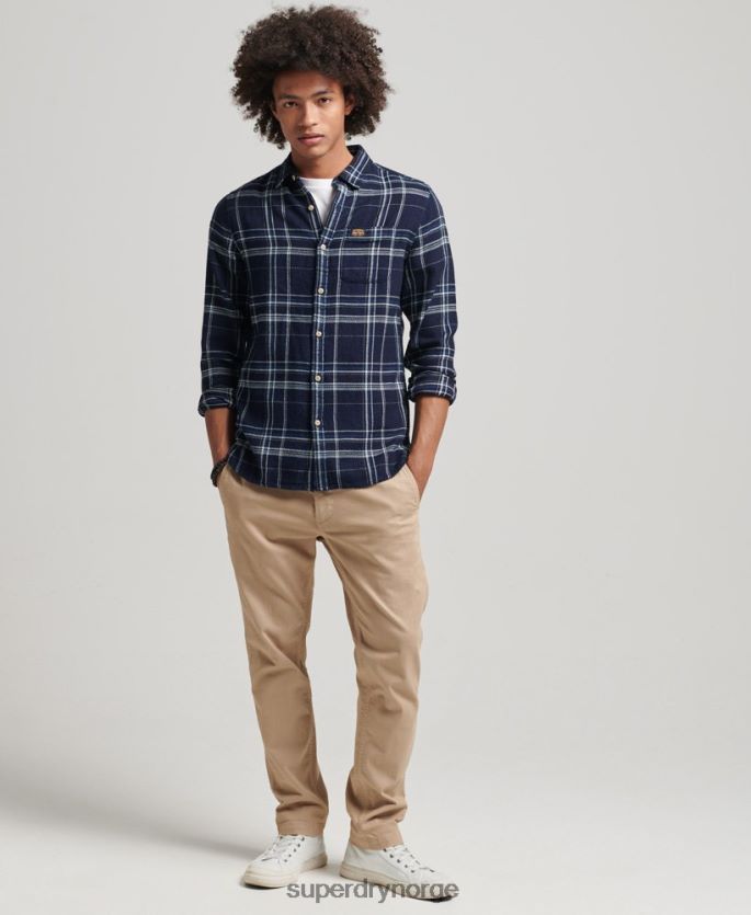 Superdry mørke blå klær 86P46D137 langermet skjorte for arbeidsklær i bomull menn