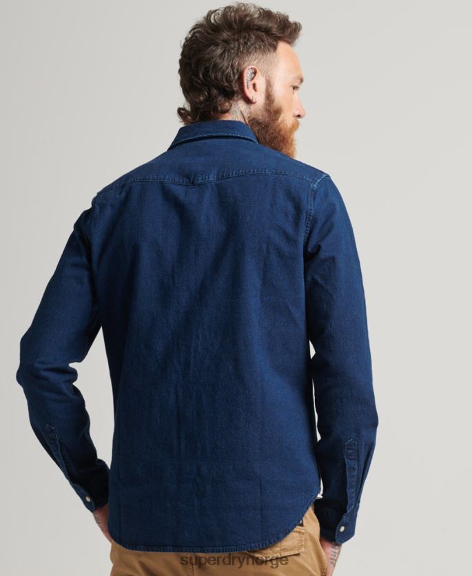 Superdry mørke blå klær 86P46D156 vestlige skjorter menn