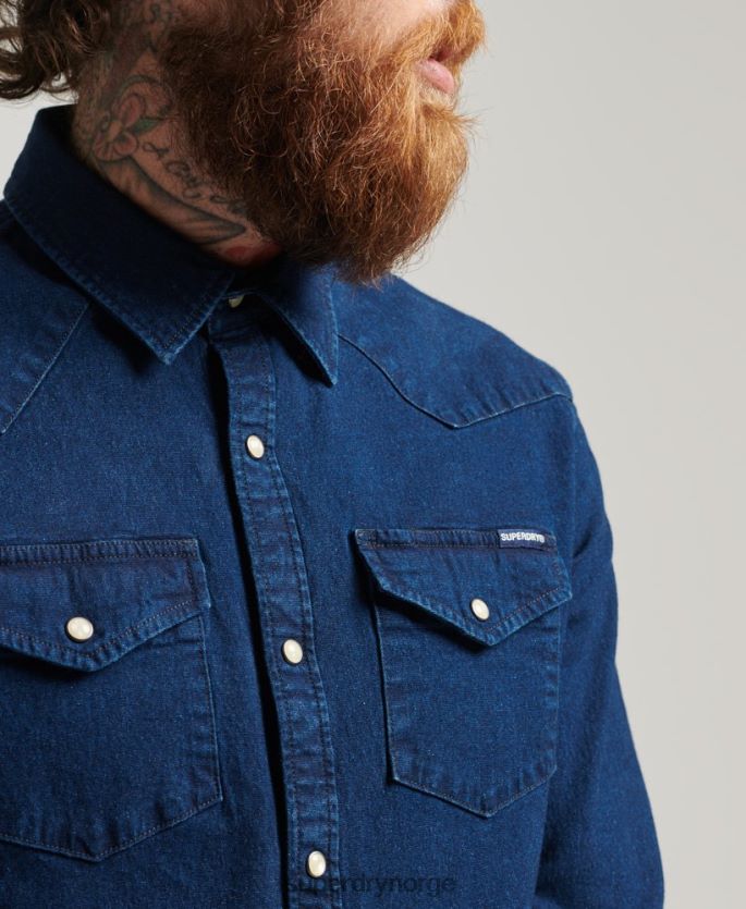 Superdry mørke blå klær 86P46D156 vestlige skjorter menn