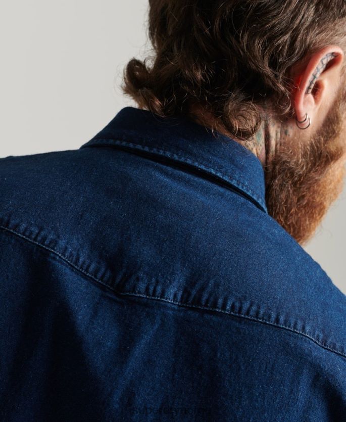Superdry mørke blå klær 86P46D156 vestlige skjorter menn