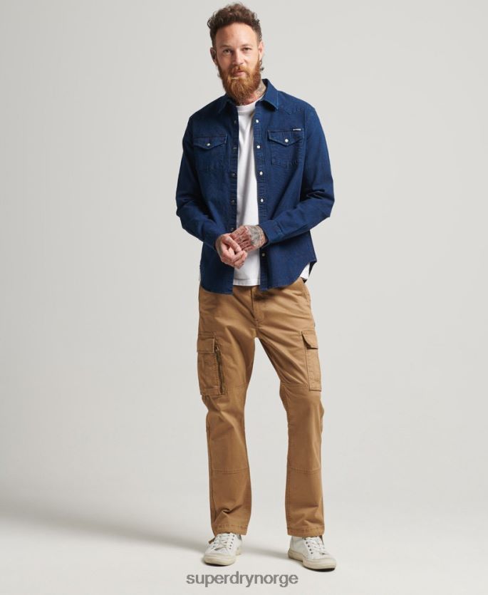 Superdry mørke blå klær 86P46D156 vestlige skjorter menn