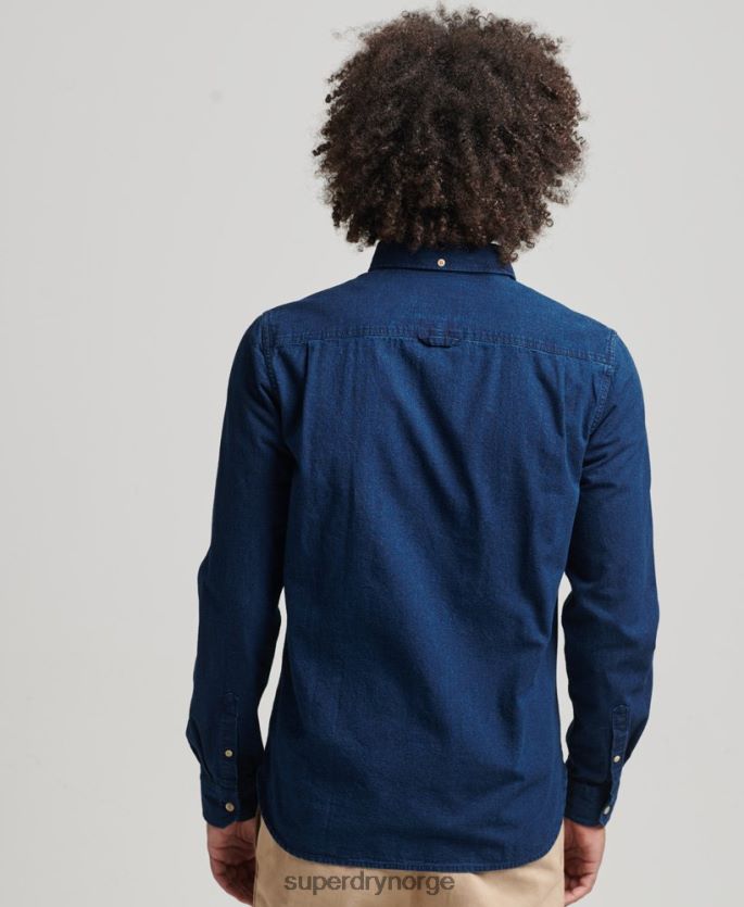 Superdry mørke blå klær 86P46D194 langermet skjorte for arbeidsklær i bomull menn