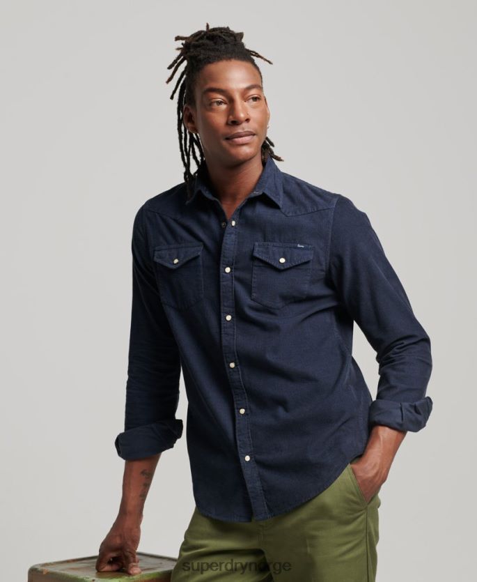 Superdry marinen klær 86P46D128 vintage cord westernskjorte menn