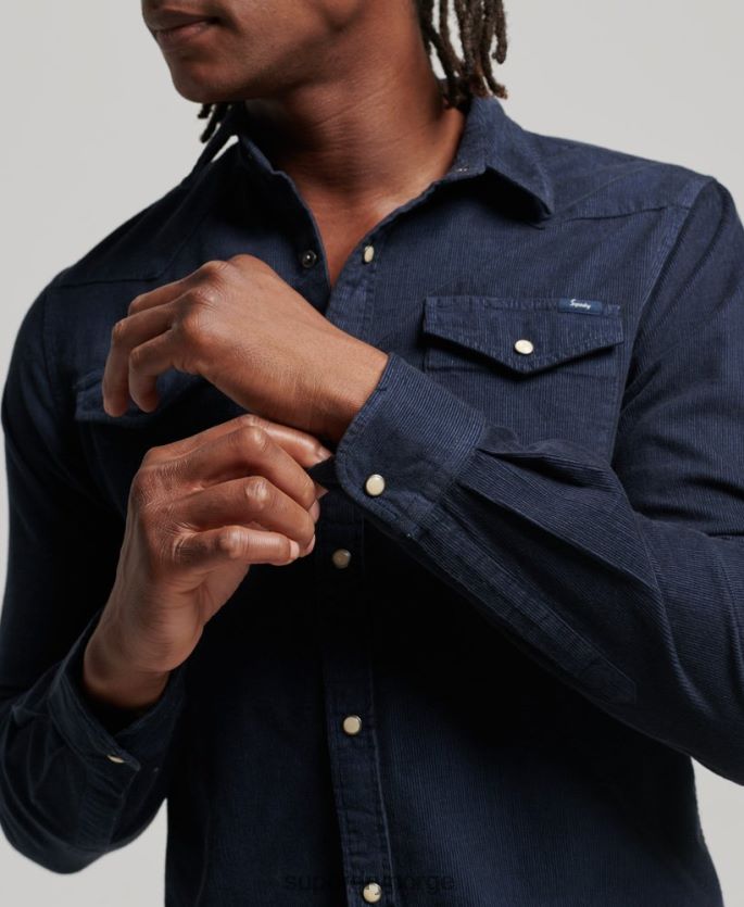 Superdry marinen klær 86P46D128 vintage cord westernskjorte menn