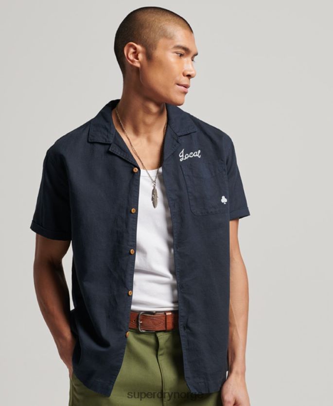 Superdry marinen klær 86P46D135 resort kortermet skjorte menn