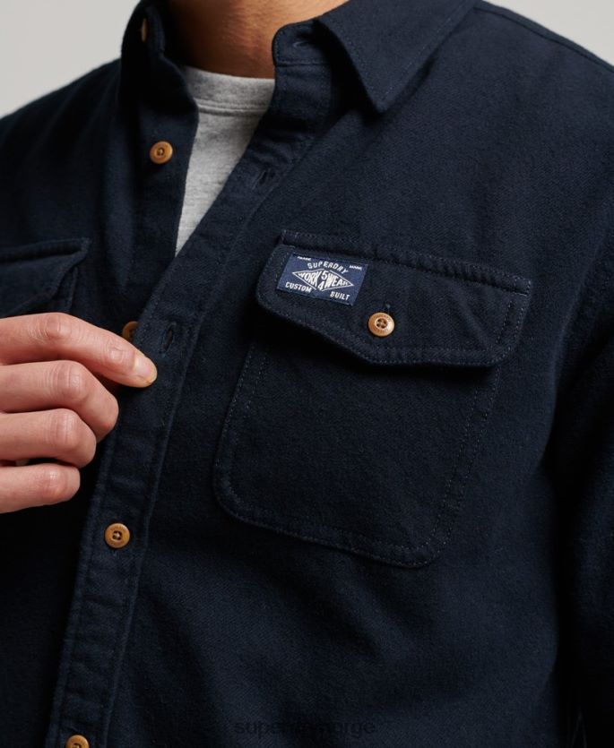 Superdry marinen klær 86P46D179 flanellskjorte i økologisk bomull menn
