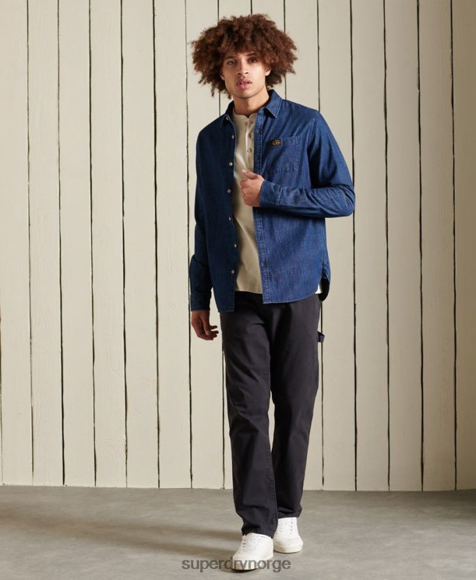 Superdry marinen klær 86P46D238 arbeidsklær indigo skjorte menn