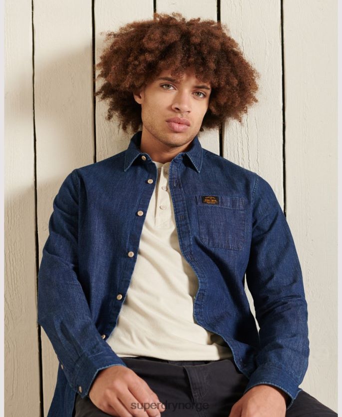 Superdry marinen klær 86P46D238 arbeidsklær indigo skjorte menn