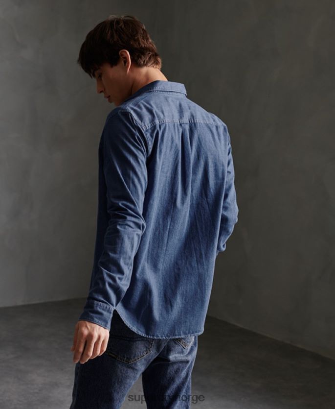 Superdry marinen klær 86P46D241 loom langermet skjorte menn