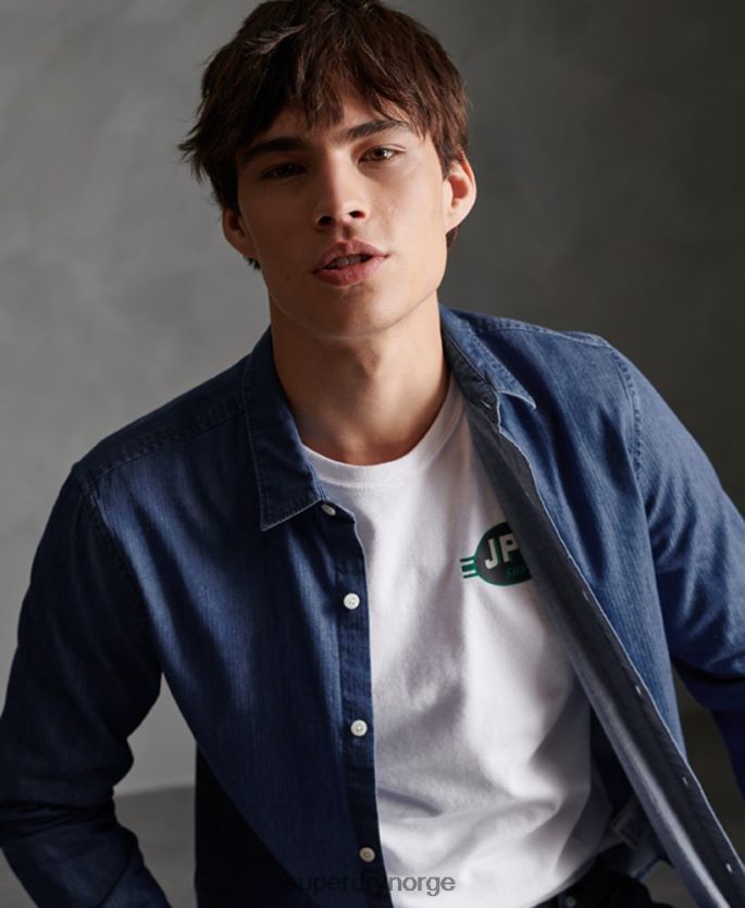 Superdry marinen klær 86P46D241 loom langermet skjorte menn