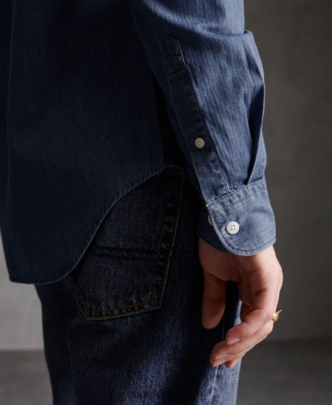 Superdry marinen klær 86P46D241 loom langermet skjorte menn