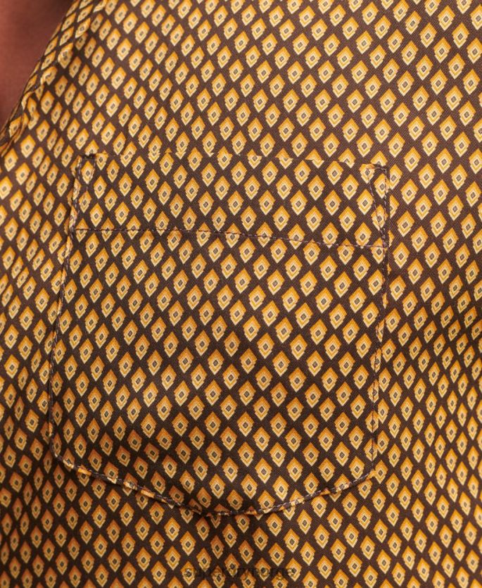 Superdry oransje klær 86P46D149 Langermet skjorte med 70-tallstrykk menn