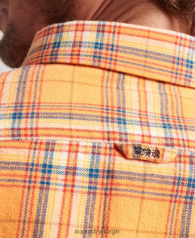 Superdry oransje klær 86P46D193 rutet skjorte for tømmerhugger i økologisk bomull menn