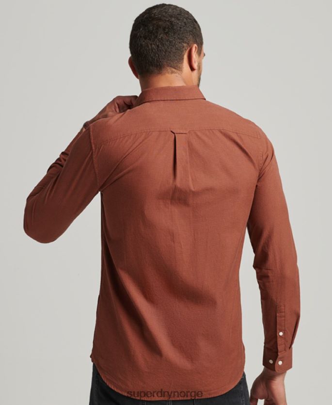 Superdry oransje klær 86P46D225 mikrorutet skjorte i bomull menn