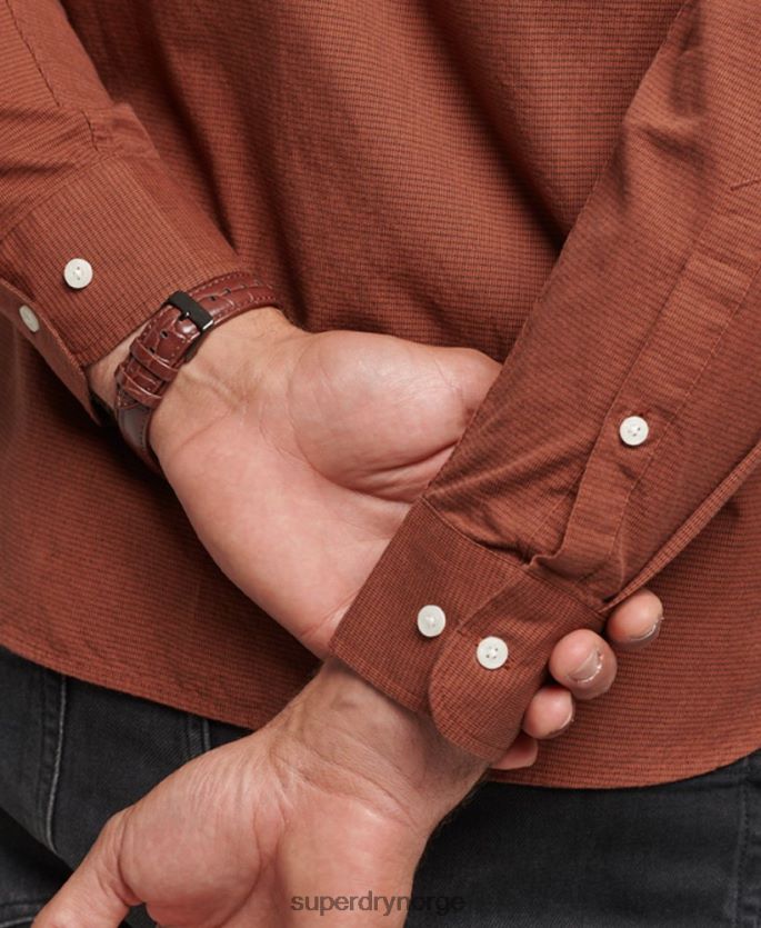 Superdry oransje klær 86P46D225 mikrorutet skjorte i bomull menn