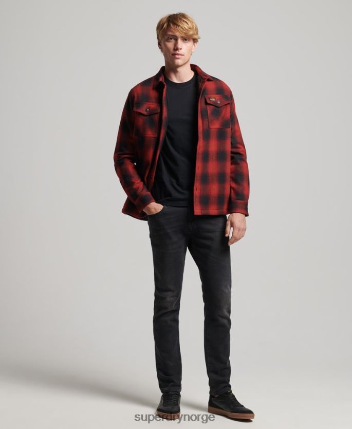 Superdry rød klær 86P46D155 sherpa fôret overskjorte i møllerull menn