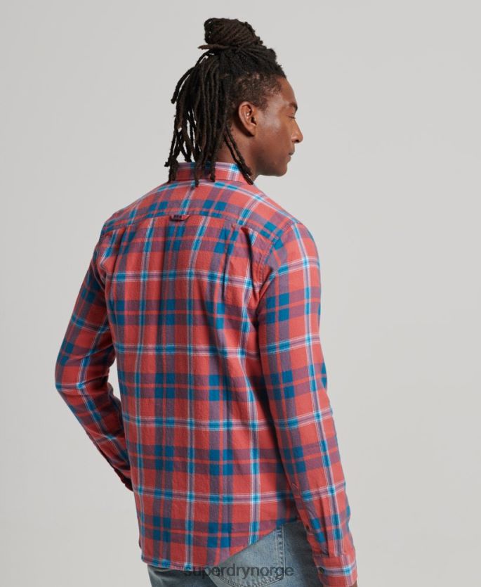 Superdry rød klær 86P46D176 vintage tømmerhuggerskjorte i økologisk bomull menn