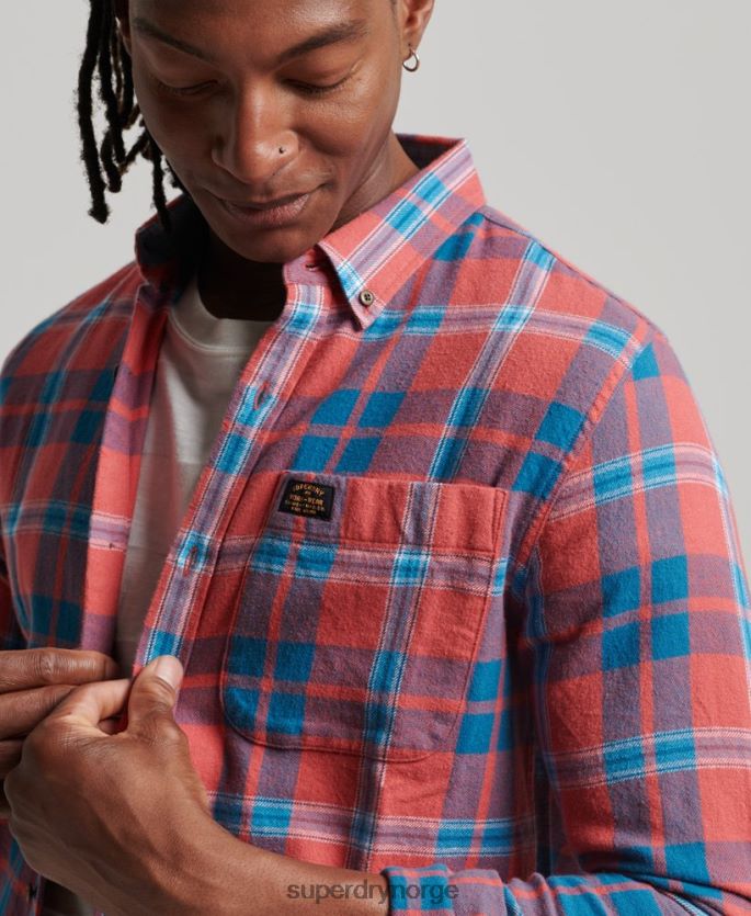 Superdry rød klær 86P46D176 vintage tømmerhuggerskjorte i økologisk bomull menn