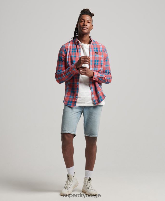 Superdry rød klær 86P46D176 vintage tømmerhuggerskjorte i økologisk bomull menn
